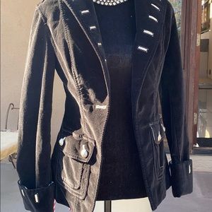 Women’s Black Velvet , white stitching Blazer